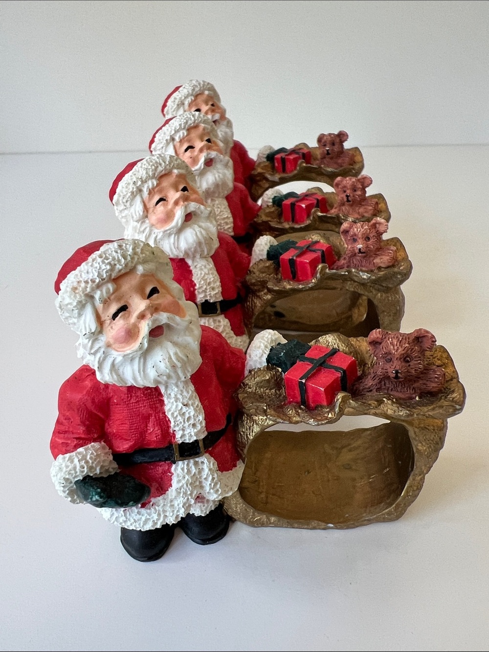Set of 4 Santa & His Bag w/ Toys Napkin Rings